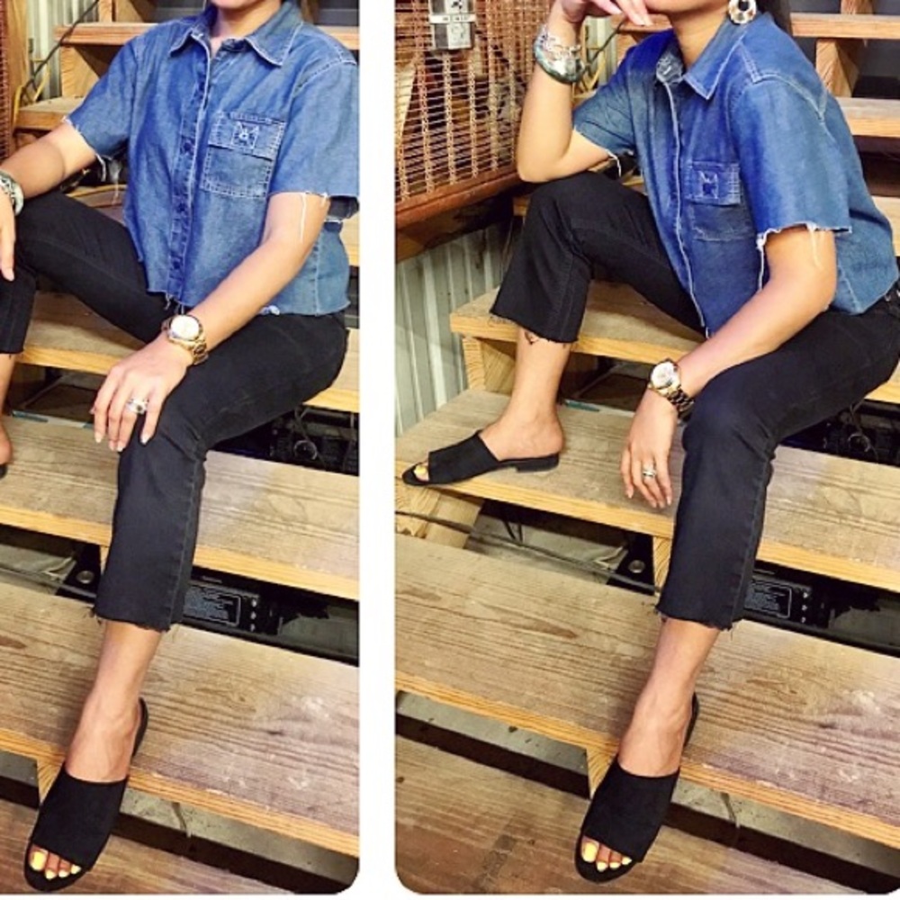 Cropped denim tops...