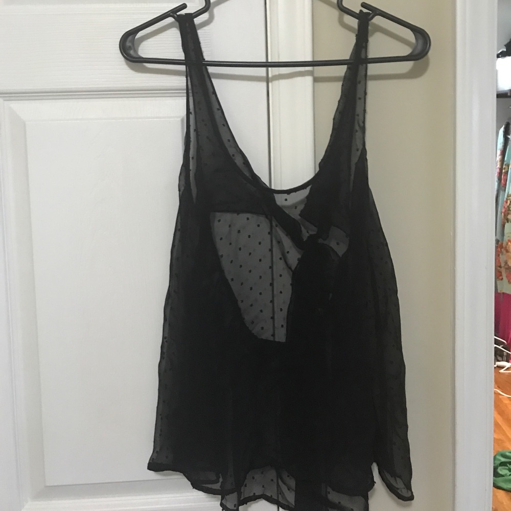 Sheer black dot top