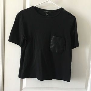 Forever 21 black top with leather pocket