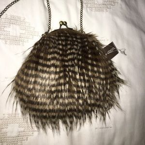 Faux ostrich feather clutch/crossbody