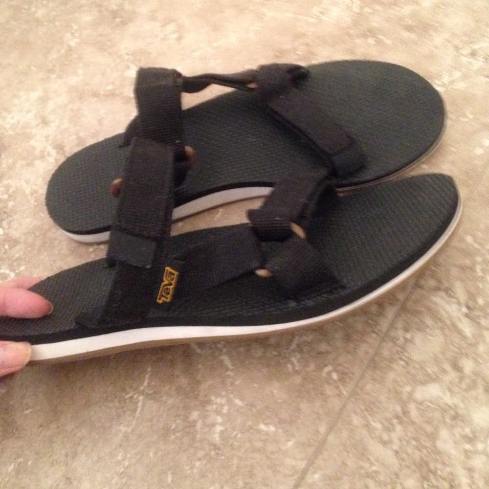 Black teva velcro slide sandals size 8