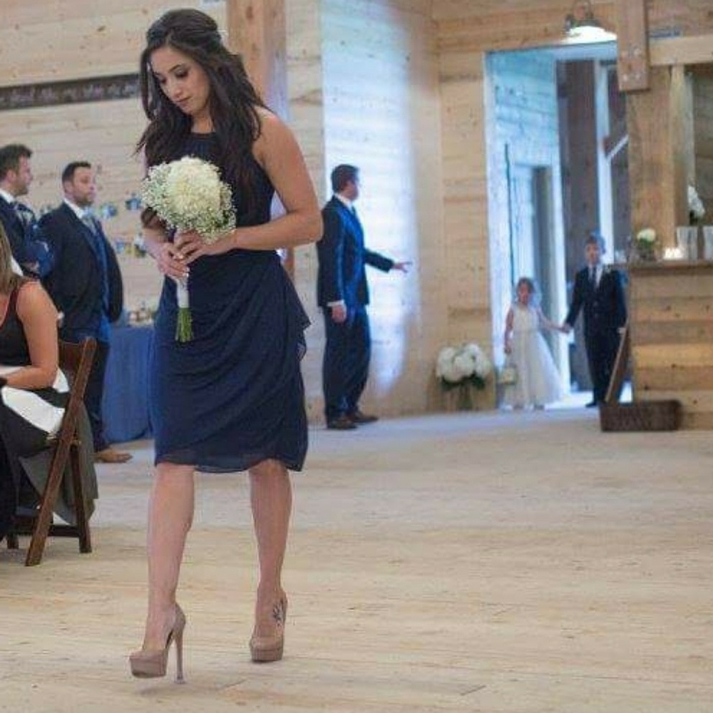 David's Bridal Bridesmaid Marine Bridesmaid Dress