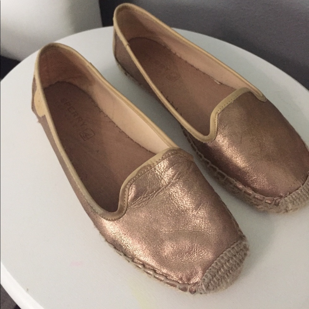 Sperry Topsider rose gold leather flats