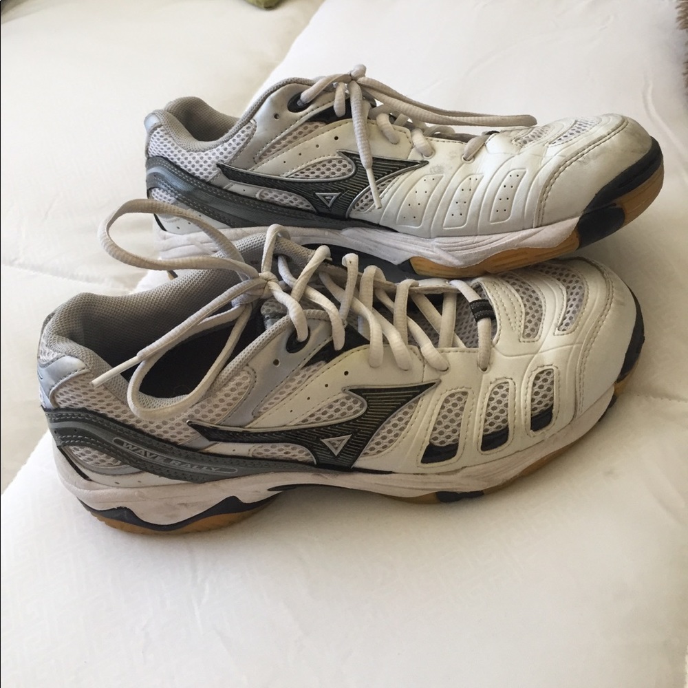 White and black mizzou volleyball shoes