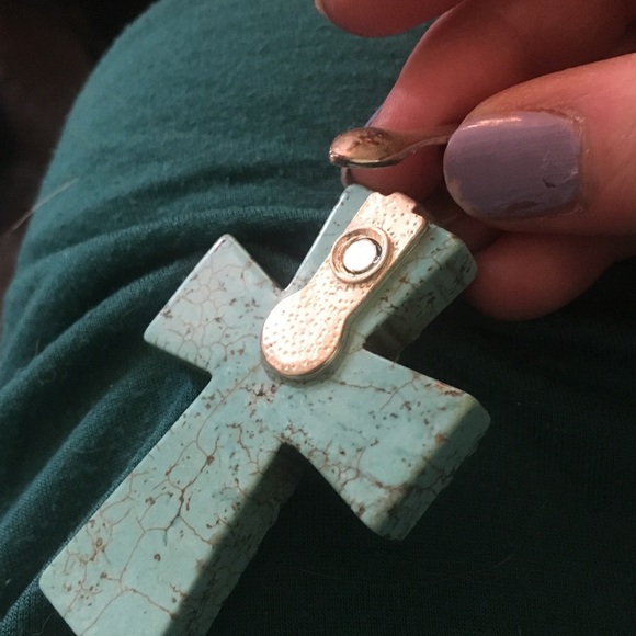 Turquoise Cross Pendent - Picture 4 of 4