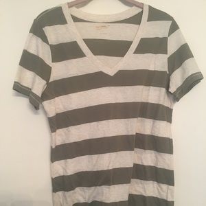 Green and cream vneck