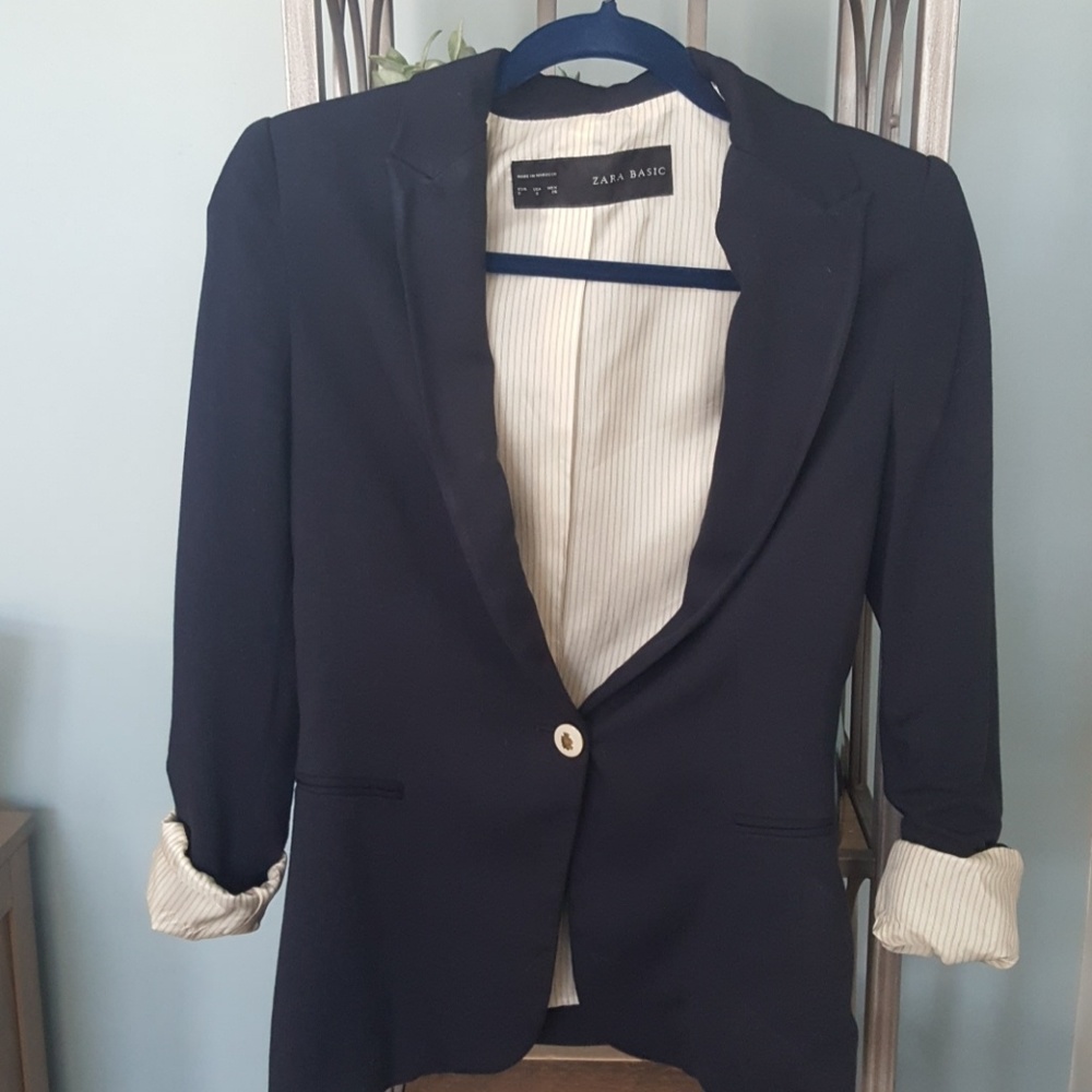 Zara Basic Navy Blue Blazer