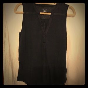 Gap linen sleeveless top - navy, size M