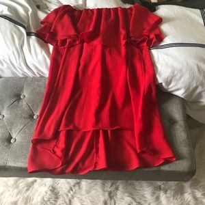 Red off the shoulder dress. Size small