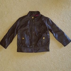 Faux leather toddler jacket
