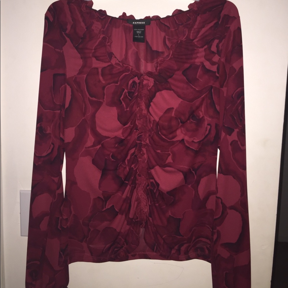EXPRESS RUFFLED ROSE BLOUSE