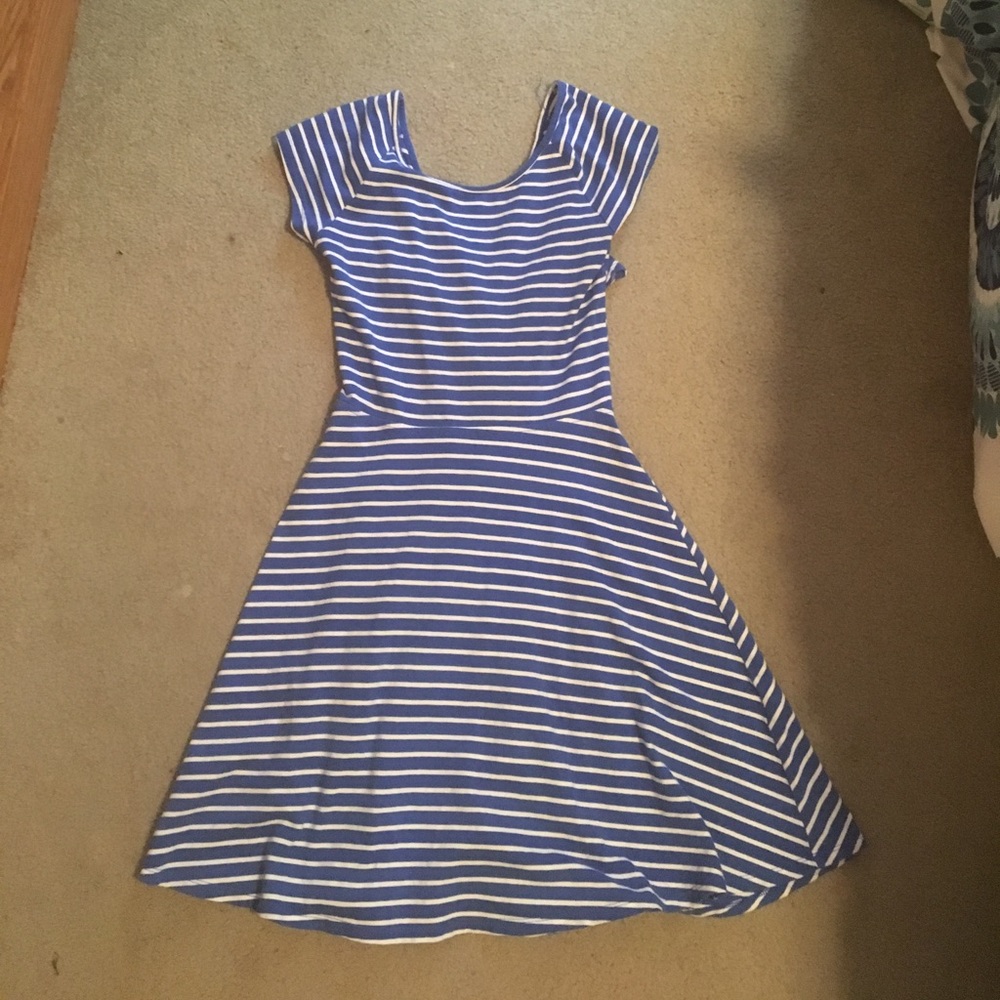 Blue and white striped dress