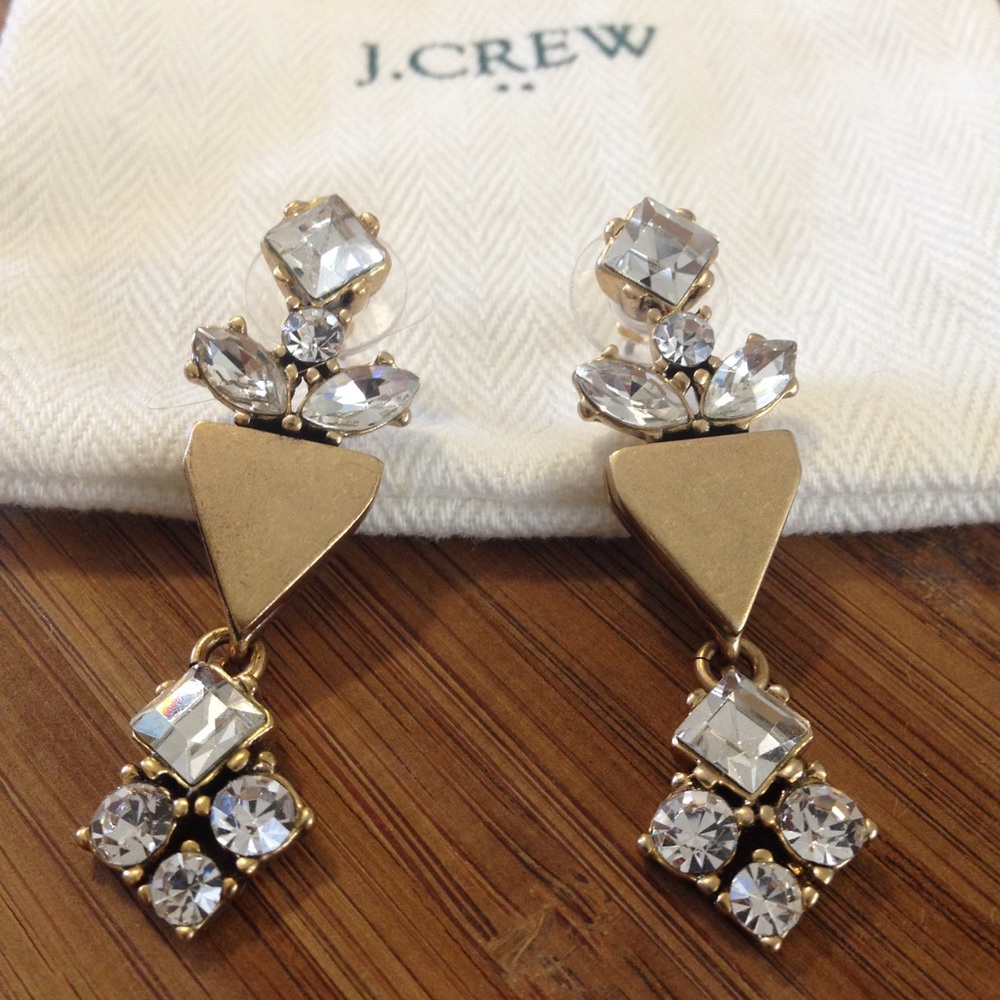 J. Crew Gold and Crystal Statement Earrings