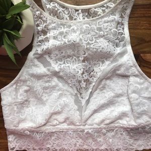 high neck, lace bralette