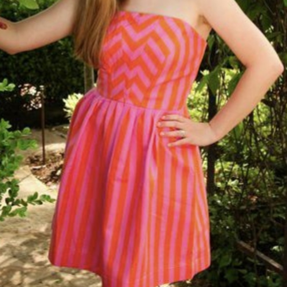 Lilly Pulitzer Pink & Orange Strapless Dress