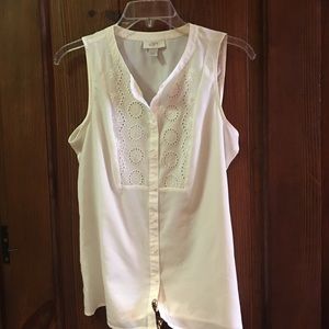 Loft White Sleeveless Blouse