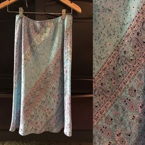 Silk paisley skirt blue pink