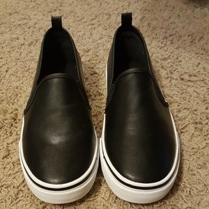 Cute slip on black and white sneakers