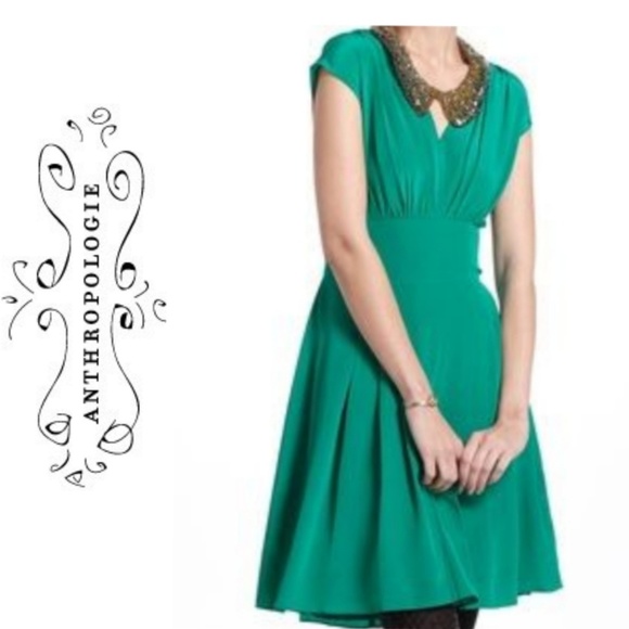 anthropologie green dress