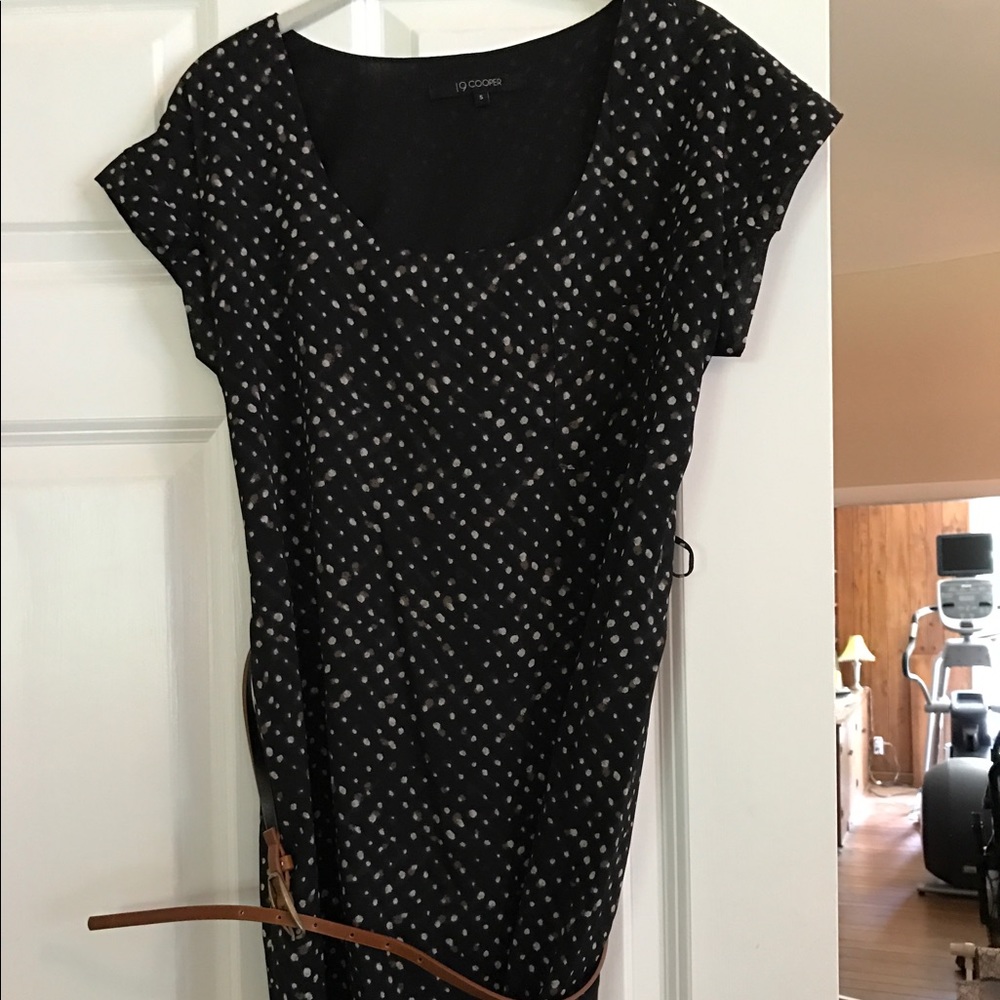 Dress with belted waist and polka dots
