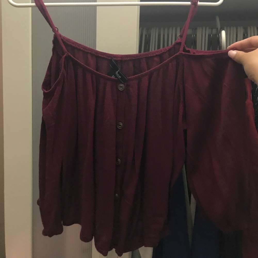 Burgundy off the shoulder tank top