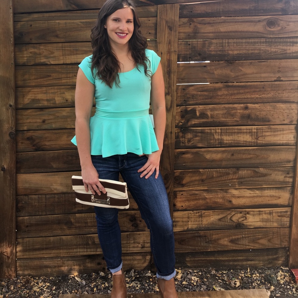 Teal peplum blouse