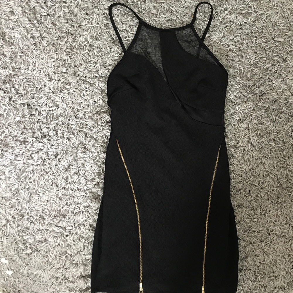 Black bodycon dress- with mesh cutouts- never worn