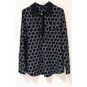 Talbots nautical indigo long sleeve polo shirt