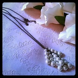 J. Crew Graduating Faux Pearl Cluster Necklace
