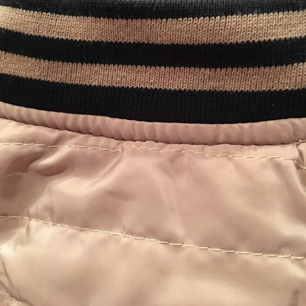 Quilted Bomber Jacket Mocha Black 2 Pocket w/ belt - Picture 6 of 7
