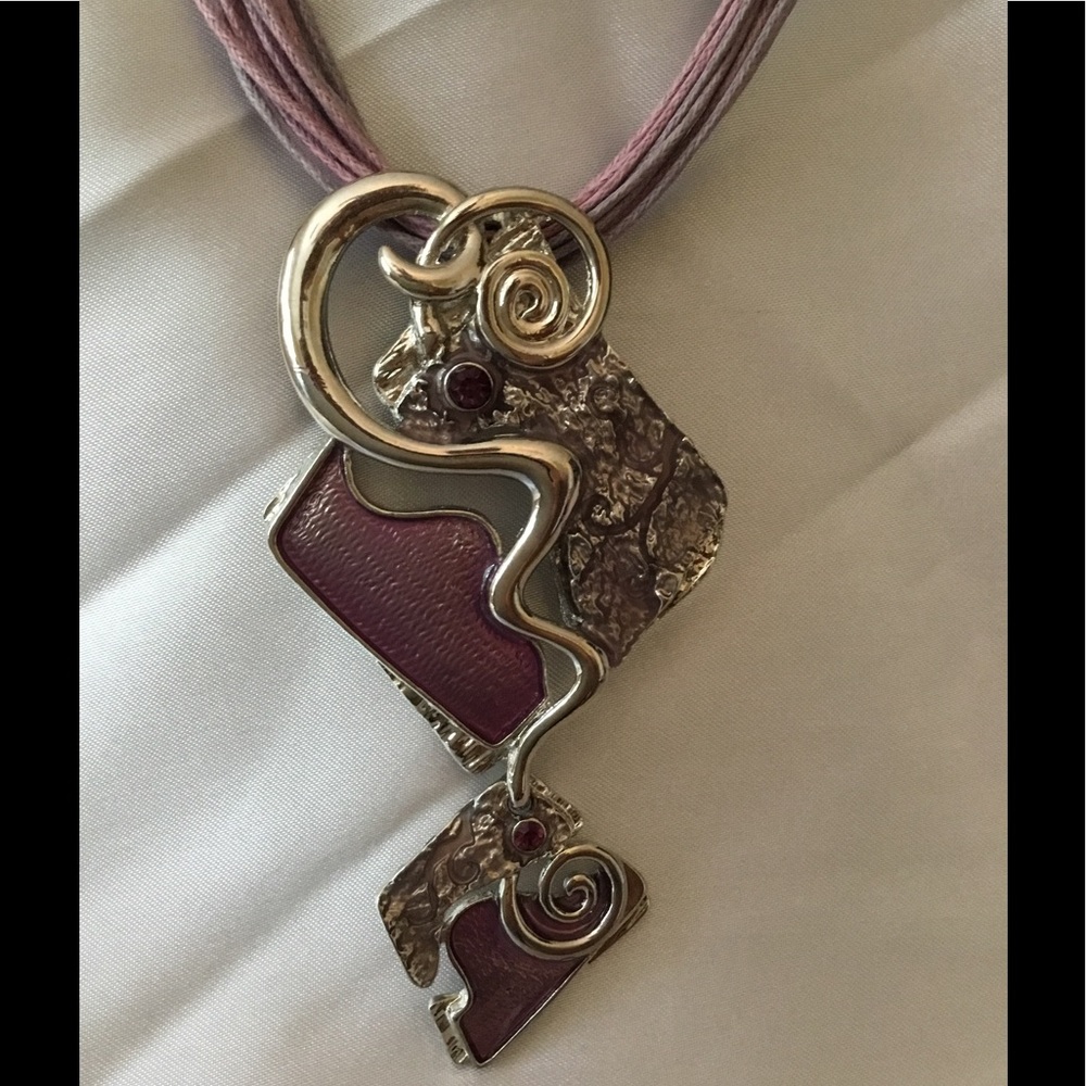 Lavender Metal & Rhinestone Necklace & Earring - Picture 2 of 4