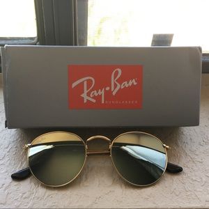 Authentic Ray Ban Gold Rim/Silver Mirror lense