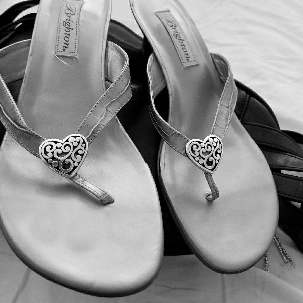 Brighton Sandals Animal print w/Silver Heart