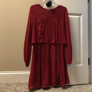 Long Sleeved Red Dress