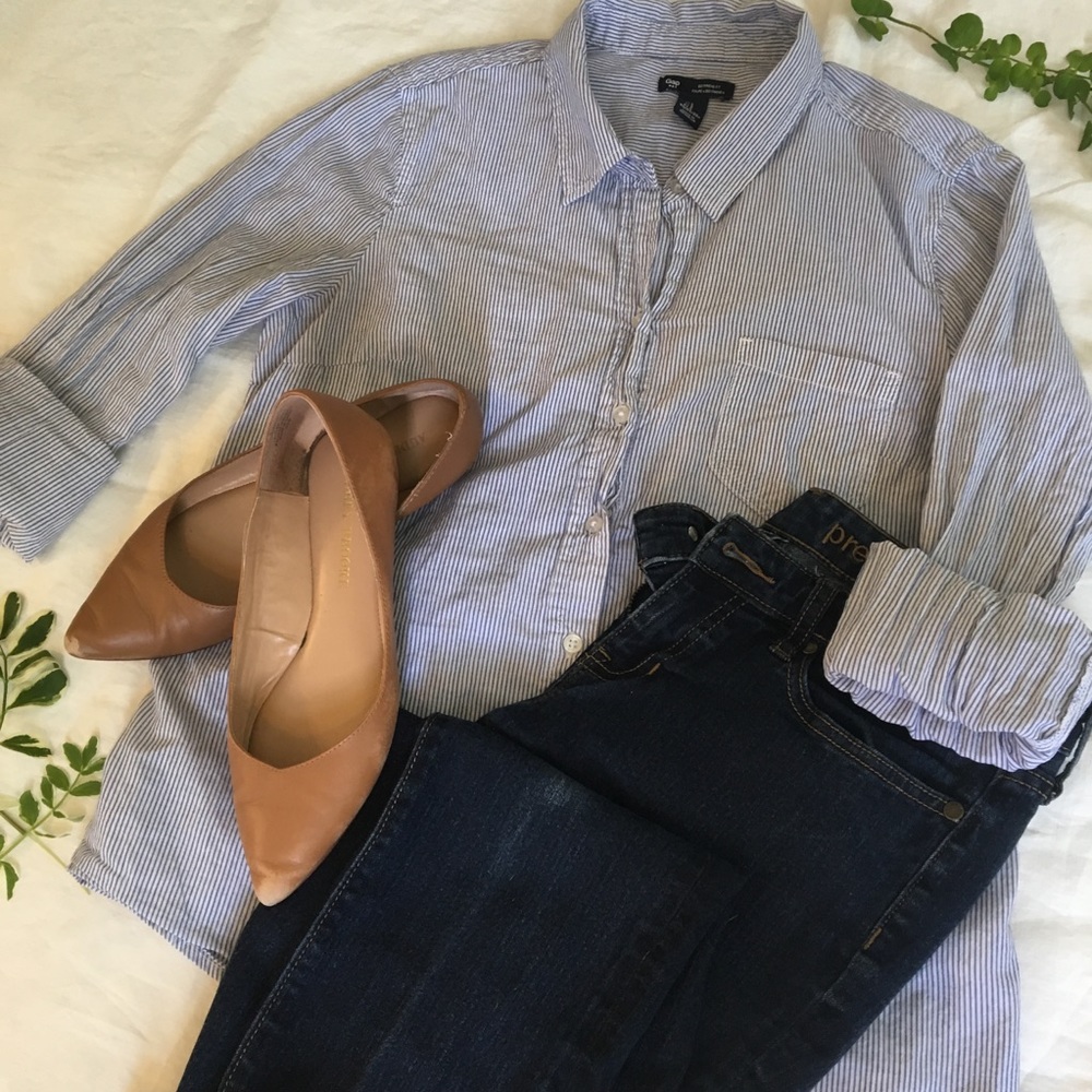 Old Navy Small Blue Pinstripe Button Down