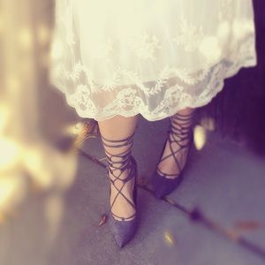 Grey lace up heels