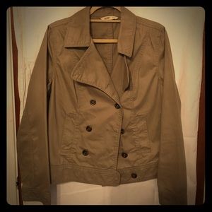Khaki lightweight peacoat style jacket - size L