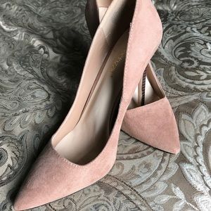 Taupe faux suede heels