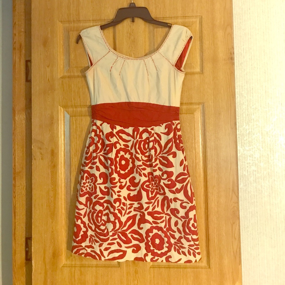 Red floral print dress