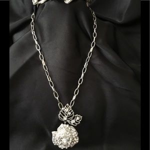 Silver Rose Rhinestone necklace & Bracelet
