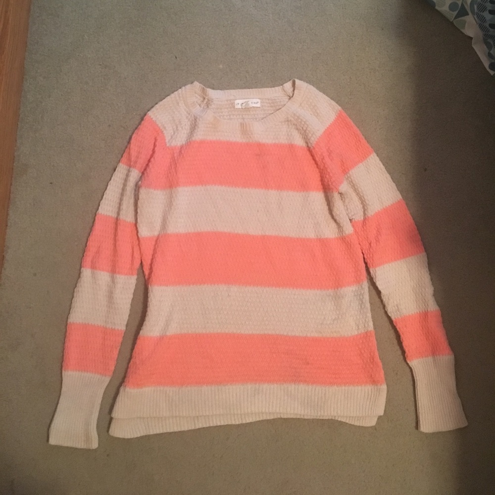Tan and peach striped sweater