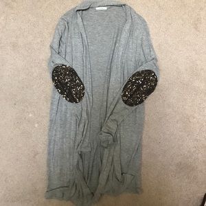 Cardigan with Sequin Elbow Patches