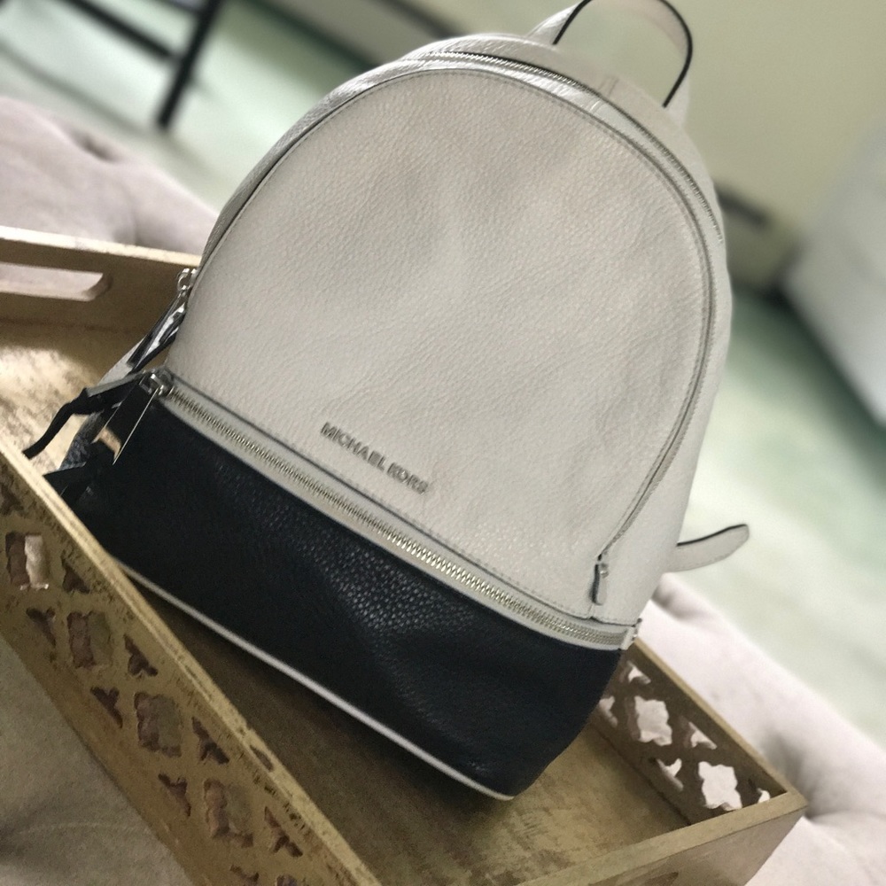 Michael Kors black and white backpack