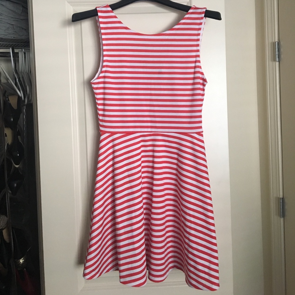 Red and white striped H&M dress