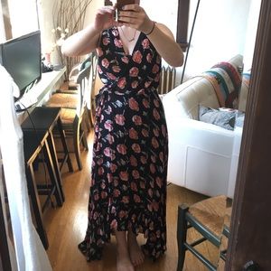 Floral maxi wrap dress