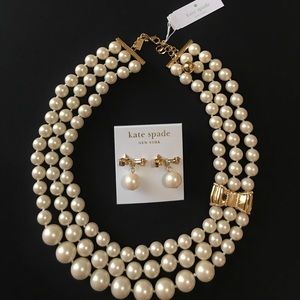 Kate Spade NWT pearl earring and necklace set