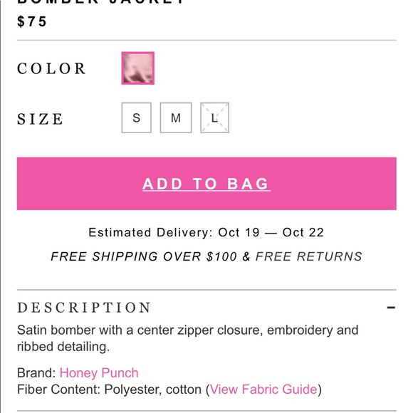 ❤️LAST ONE SMALL❤️ SATIN ROSE CROPT BOMBER - Picture 7 of 7