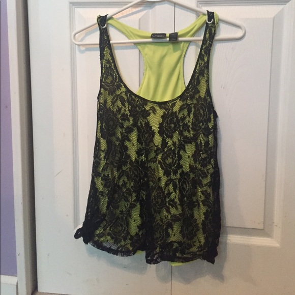 Daytrip Tops - Daytrip Neon/Black Lace Tank