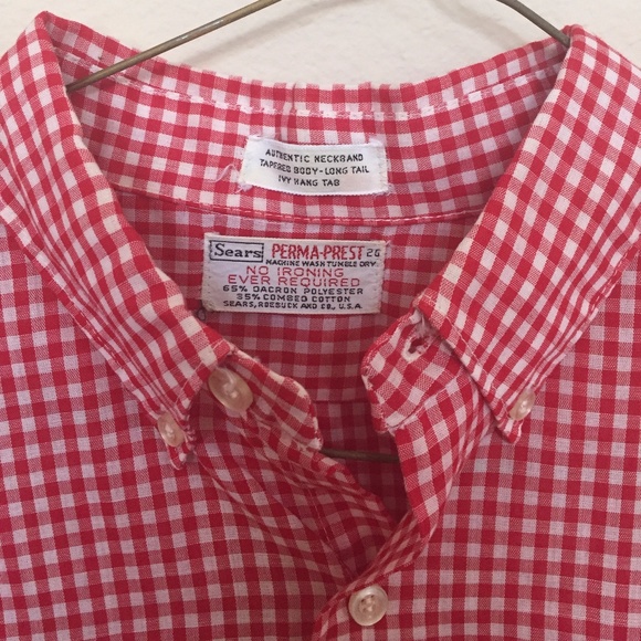🚫SOLD ON EBAY🚫Men's Vintage Sears Gingham Button Down - Picture 2 of 3