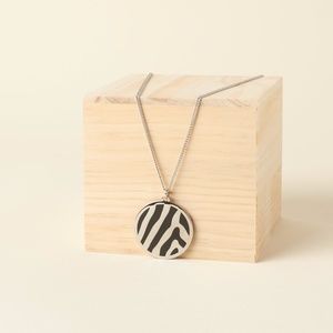 Halcyon Days Zebra Print Black & Palladium Pendant